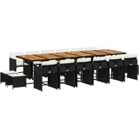 Syfax 17-tlg. Garten-Essgruppe mit Kissen Schwarz Poly Rattan