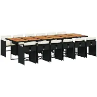 Syfax 13-tlg. Garten-Essgruppe mit Kissen Schwarz Poly Rattan