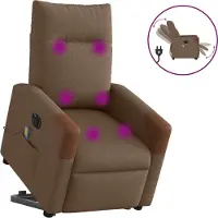 Syfax Elektrischer Massagesessel mit Aufstehhilfe Braun Stoff