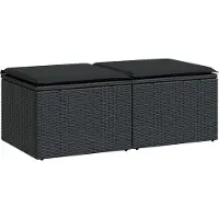 Syfax 2-tlg. Garten-Sofagarnitur mit Kissen Schwarz Poly Rattan