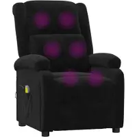 Syfax Massagesessel Samt Schwarz mit 6-Punkt-Vibrationsmassage, manueller Liegefunktion und Fernbedienung, 70x98x93 cm