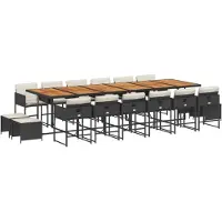Syfax 17-tlg. Garten-Essgruppe mit Kissen Schwarz Poly Rattan