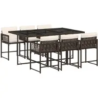 Syfax 7-tlg. Garten-Essgruppe mit Kissen Braun Poly Rattan