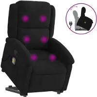 Syfax Massagesessel mit Aufstehhilfe Schwarz Samt