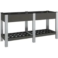 Syfax Garten-Hochbeet mit Ablage Grau 175x50x75 cm WPC