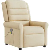 Syfax Creme Massagesessel aus Stoff mit manueller Liegefunktion, 6-Punkt-Vibrationsmassage, 73x91,5x102,5 cm (B x T x H)