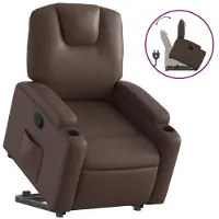 Syfax Relaxsessel mit Aufstehhilfe Braun Kunstleder