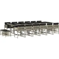 Syfax 17-tlg. Garten-Essgruppe mit Kissen Hellgrau Poly Rattan
