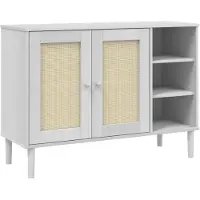Syfax Sideboard SENJA Rattan-Optik Weiß 112x40x80 cm Kiefernholz