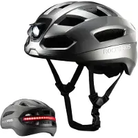 RockBros Fahrradhelm mit Licht Intelligenter Fahrrad Helm mit LED Vorder und Rücklicht Blinker Fernbedienung Herren Damen Titan