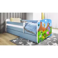 RAUMHIRSCH FURNITURE Kinderbett Jugendbett Safari 70x140, 80x160, 80x180 cm - Komplettset mit Matratze, Schublade & Rausfallschutz