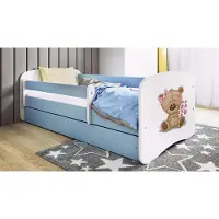 RAUMHIRSCH FURNITURE Kinderbett Jugendbett Teddybärblumen 70x140, 80x160, 80x180 cm - Komplettset mit Matratze, Schublade & Rausfallschutz