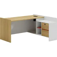 AEA Modularer Schreibtisch Büromöbel Holzoptik mit Stauraum und Regalfächern