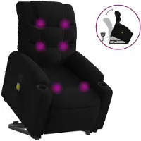 Syfax Massagesessel mit Aufstehhilfe Schwarz Stoff