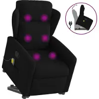 Syfax Massagesessel mit Aufstehhilfe Schwarz Stoff