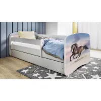 RAUMHIRSCH FURNITURE Kinderbett Jugendbett Pferd im Galopp 70x140, 80x160, 80x180 cm - Komplettset mit Matratze, Schublade & Rausfallschutz
