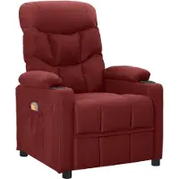 Syfax Massagesessel aus Stoff, Weinrot, mit manueller Liege- und Vibrationsfunktion, 6 Massagezonen, 73x93x104,5 cm