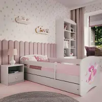 RAUMHIRSCH FURNITURE Kinderbett Jugendbett Fee mit Schmetterlingen 70x140, 80x160, 80x180 cm - Komplettset mit Schublade & Rausfallschutz