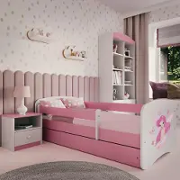 RAUMHIRSCH FURNITURE Kinderbett Jugendbett Fee mit Schmetterlingen 70x140, 80x160, 80x180 cm - Komplettset mit Schublade & Rausfallschutz
