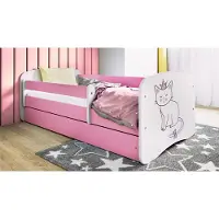 RAUMHIRSCH FURNITURE Kinderbett Jugendbett Katze 70x140, 80x160, 80x180 cm - Komplettset mit Schublade & Rausfallschutz