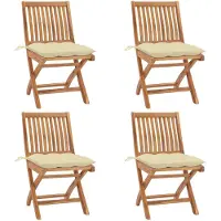 Syfax Klappbare Gartenstühle mit Kissen 4 Stk. Massivholz Teak