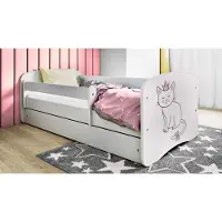 RAUMHIRSCH FURNITURE Kinderbett Jugendbett Katze 70x140, 80x160, 80x180 cm - Komplettset mit Schublade & Rausfallschutz