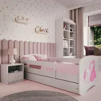 RAUMHIRSCH FURNITURE Kinderbett Jugendbett Prinzessin Pferd 70x140, 80x160, 80x180 cm - Komplettset mit Matratze, Schublade & Rausfallschutz