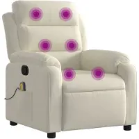 Syfax Massagesessel Samt Creme mit Vibrationsfunktion und manueller Liegefunktion, 75x92,5x100 cm