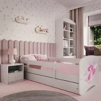 RAUMHIRSCH FURNITURE Kinderbett Jugendbett Fee mit Schmetterlingen 70x140, 80x160, 80x180 cm - Komplettset mit Schublade & Rausfallschutz