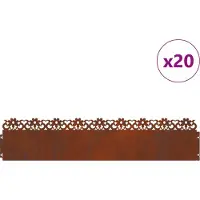 Syfax Rasenkanten 20 pcs Rostig 103 x 0,05 x 22 cm Wetterfeststahl