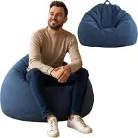 AD.CON Sitzsack mit ECO Füllung, Puff, Relax-Sessel, Sitzkissen, Bodenkissen, Bean Bag 120x120x60 Marineblau 350L
