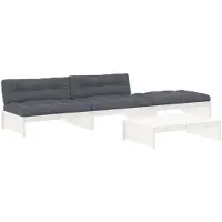 Syfax 4-tlg. Garten-Lounge-Set mit Kissen Weiß Massivholz