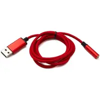 System-S Audio USB Kabel 100 cm 3,5mm Klinke Buchse zu 2.0 Typ A Stecker AUX geflochten Rot