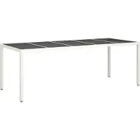 Syfax Gartentisch Weiß 250x100x75 cm Poly Rattan und Hartglas