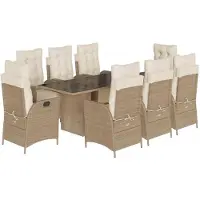 Syfax 9-tlg. Garten-Essgruppe mit Kissen Beige Poly Rattan