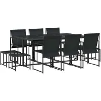 Syfax 11-tlg. Garten-Essgruppe Schwarz Textilene