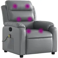 Syfax Massagesessel Grau Kunstleder, Vibrationsfunktion, manuelle Liegefunktion, 75x92,5x100 cm