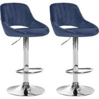 CLP 2er Set Barhocker Milet Samt, Farbe:Dunkelgrau, Material Gestell:Metall matt weiss