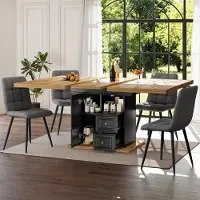 STILVORA Esstisch mit LED-Beleuchtung, Ausziehbarer Esszimmertisch für 6 Personen, Tischbeine mit Stauraum, für Terrasse und Garten, Ausziehbares Tischplatten-Design