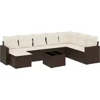 Syfax 9-tlg. Garten-Sofagarnitur mit Kissen Braun Poly Rattan