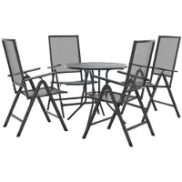 Syfax Gartenstuhl-Set 5-tlg. Verstellbar Pulverbeschichteter Stahl