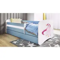RAUMHIRSCH FURNITURE Kinderbett Jugendbett Einhorn 70x140, 80x160, 80x180 cm - Komplettset mit Schublade & Rausfallschutz
