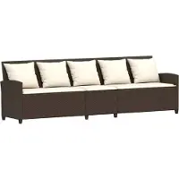 Syfax Gartensofa 5-Sitzer mit Kissen Braun Poly Rattan