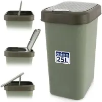 Orion | Mülleimer - 25 L - Grün - Kompakt mit Klappdeckel - Ideal für Bad, Büro und kleine Küchen - Papierkorb