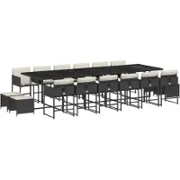 Syfax 17-tlg. Garten-Essgruppe mit Kissen Schwarz Poly Rattan