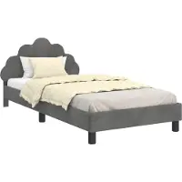 Syfax Kinderbettgestell mit Kopfteil Dunkelgrau 90 x 190 cm Samt