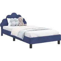 Syfax Kinderbettgestell mit Kopfteil Polizeiblau 90 x 200 cm Samt