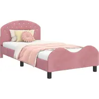 Syfax Kinderbettgestell mit Kopfteil Rosa 90 x 200 cm Samt