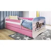 RAUMHIRSCH FURNITURE Kinderbett Jugendbett Pferd im Galopp 70x140, 80x160, 80x180 cm - Komplettset mit Schublade & Rausfallschutz