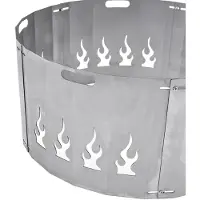The Favilla Funkenschutz für Feuerschale 60 cm, Stahl mit Flammenmotiv und Griffen